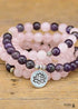Rose Quartz Amethyst 108 beads Mala Beads Lotus Boho Necklace